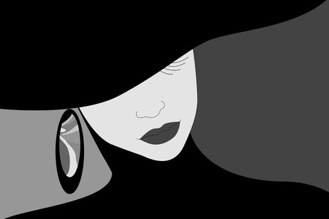 SELF ADHESIVE WALLPAPER BLACK AND WHITE CLASSY LADY IN A HAT - SELF-ADHESIVE WALLPAPERS - WALLPAPERS