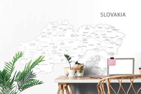 SAMOLEPÍCÍ TAPETA ČERNOBÍLÁ MAPA SLOVENSKÉ REPUBLIKY - SAMOLEPÍCÍ TAPETY - TAPETY