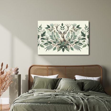 WANDBILD HIRSCH IM WALDKRANZ - BILDER VON HIRSCHEN - BILDER