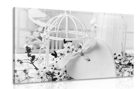 CANVAS PRINT ROMANTIC STILL LIFE IN VINTAGE STYLE IN BLACK AND WHITE - BLACK AND WHITE PICTURES - PICTURES