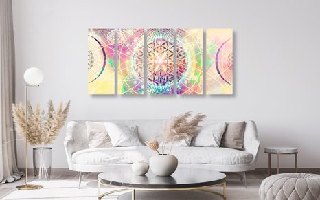 5-RÉSZES KÉP MANDALA ÉRDEKES KIVITELBEN - FENG SHUI KÉPEK - KÉPEK