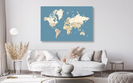 OBRAZ NA KORKU MAPA S VINTAGE PRVKY - OBRAZY NA KORKU - OBRAZY