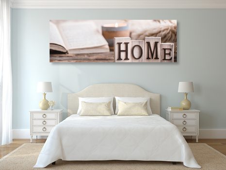 OBRAZ DREWNIANE LITERY Z NAPISEM HOME - OBRAZY Z NAPISAMI I CYTATAMI - OBRAZY