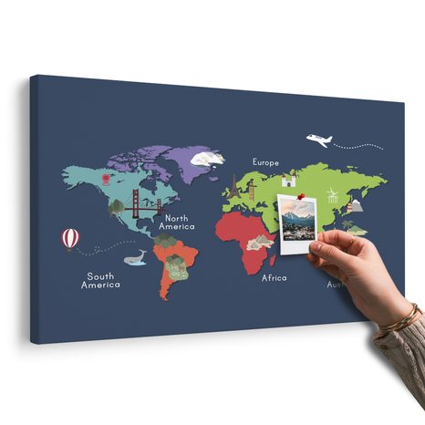 OBRAZ NA KORKU MAPA SVĚTA S DOMINANTAMI - OBRAZY NA KORKU - OBRAZY