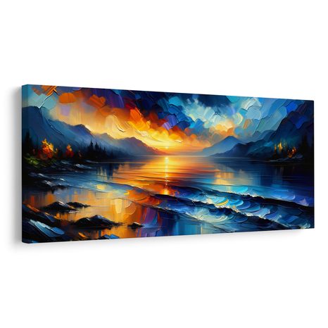 OBRAZ BAREVNÁ SYMFONIE NA JEZEŘE - OBRAZY VÝCHOD A ZÁPAD SLUNCE - OBRAZY