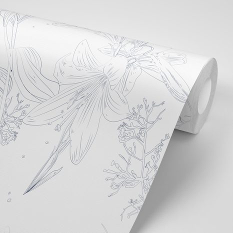 SAMOLEPÍCÍ TAPETA NĚŽNÁ LILIE V BÍLÉM PROVEDENÍ - SAMOLEPÍCÍ TAPETY - TAPETY
