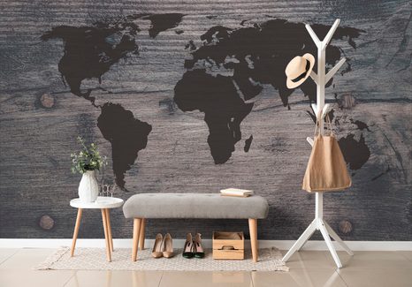SELBSTKLEBENDE TAPETE WELTKARTE AUF DUNKLEM HOLD - SELBSTKLEBENDE TAPETEN - TAPETEN