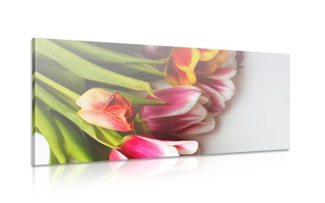 WANDBILD BLUMENSTRAUSS AUS BUNTEN TULPEN - BILDER BLUMEN - BILDER