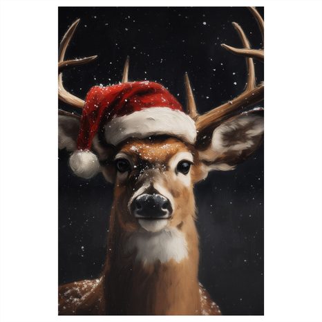 OBRAZ SVÁTEČNÍ JELEN S ČEPICÍ - VÁNOČNÍ A ZIMNÍ OBRAZY - PICTURES