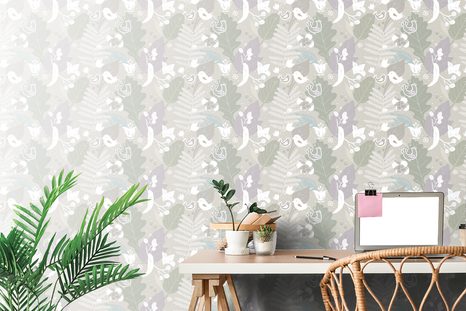 CARTA DA PARATI – MOTIVO POPOLARE IN VERSIONE VERDE - CARTA DA PARATI VINTAGE A RETRO - CARTA DA PARATI