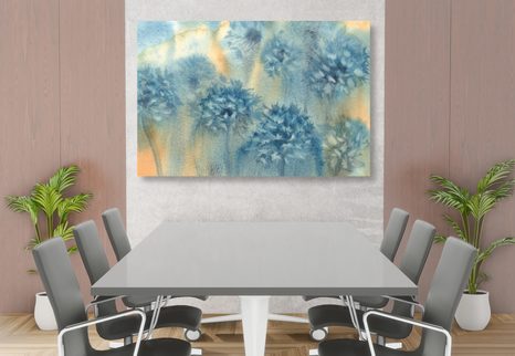 KÉP KÉK PITYPANG AKVARELL KIVITELBEN - VIRÁGMINTÁS KÉPEK - KÉPEK