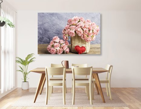 KÉP RŹSASZÍNŰ SZEKFŰ VIRÁGOK KOSÁRBAN - VIRÁGMINTÁS KÉPEK - KÉPEK