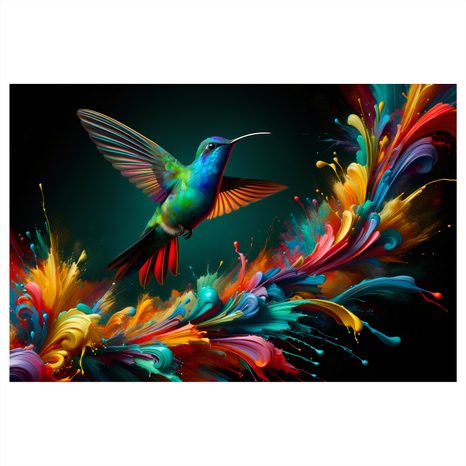 TABLOU COLIBRI COLORAT ÎN ZBOR - TABLOURI PĂSĂRI - TABLOURI