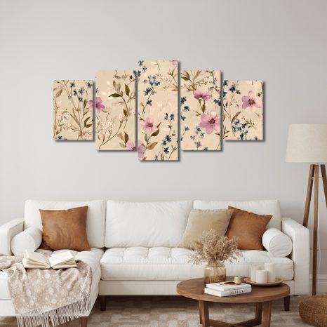 5-TEILIGES WANDBILD BLUMIGE HARMONIE - BILDER BLUMEN - BILDER