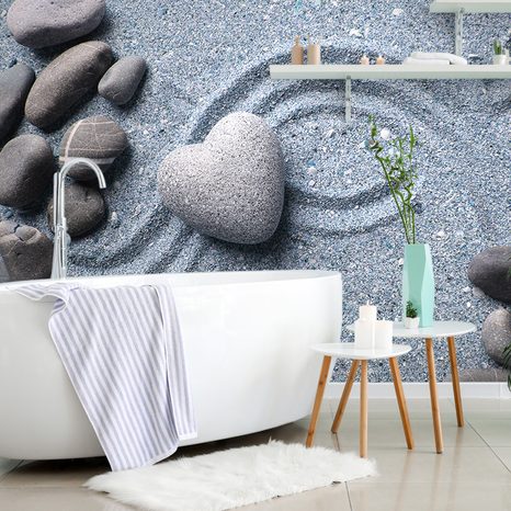 WALL MURAL HEART OF STONE IN SAND - WALLPAPERS FENG SHUI - WALLPAPERS