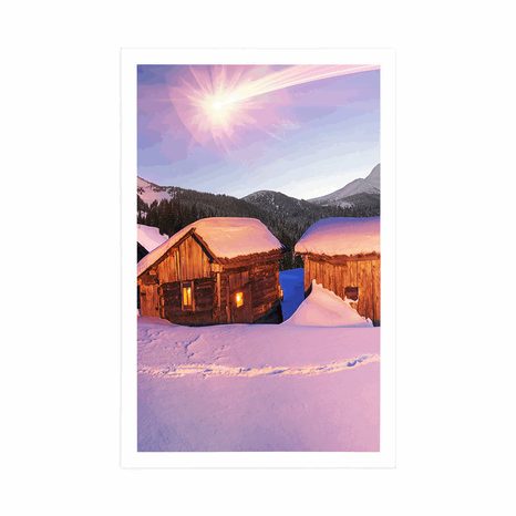 PLAKÁT ZASNĚŽENÁ HORSKÁ VESNIČKA - PŘÍRODA - PLAKÁTY