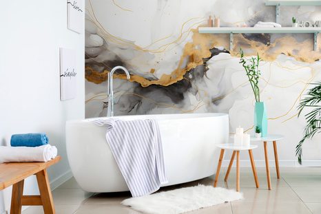 CARTA DA PARATI – IMITAZIONE MARMO BIANCO-GRIGIO - CARTA DA PARATI EFFETTO MARMO - CARTA DA PARATI