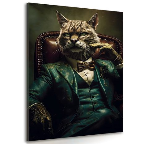 CANVAS PRINT ANIMAL GANGSTER CAT - PICTURES OF ANIMAL GANGSTERS - PICTURES