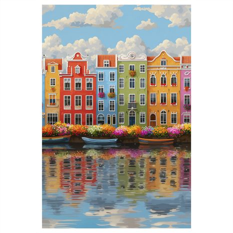 OBRAZ MĚSTSKÉ KOUZLO NA VODĚ - BAREVNÉ DOMY - PICTURES
