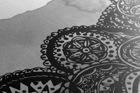 OBRAZ MANDALA V ČERNOBÍLÉM PROVEDENÍ - ČERNOBÍLÉ OBRAZY - OBRAZY