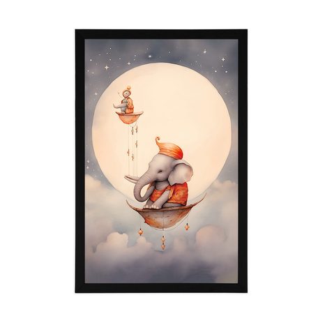 PLAKÁT ZASNĚNÝ SLON NAD OBLAKY - ZASNĚNÁ ZVÍŘÁTKA - PLAKÁTY