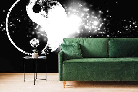 TAPETA ČERNOBÍLÝ SYMBOL JIN A JANG - ČERNOBÍLÉ TAPETY - TAPETY