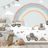 FOTOTAPETE MASCHINEN UND REGENBOGENLANDSCHAFT - KINDERTAPETEN - TAPETEN