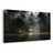 TABLEAU SUR TOILE – FORÊT BRUMEUSE AU BORD DU LAC - TABLEAUX FORÊT - TABLEAUX
