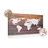 Picture on cork world map with wooden background