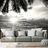 WALL MURAL BLACK AND WHITE CARIBBEAN BEACH - BLACK AND WHITE WALLPAPERS - WALLPAPERS