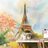 WALLPAPER EIFFEL TOWER IN PASTEL COLORS - WALLPAPERS CITIES - WALLPAPERS