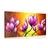 CANVAS PRINT PINK FLOWERS IN ETHNIC STYLE - ABSTRACT PICTURES - PICTURES