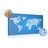 DECORATIVE PINBOARD HATCHED MAP OF THE WORLD ON A BLUE BACKGROUND - PICTURES ON CORK - PICTURES