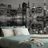 Selbstklebende Fototapete Schwarz-weiße Spiegelung von Manhattan im Wasser
