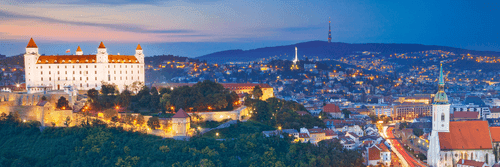 WANDBILD ABEND IN BRATISLAVA - BILDER VON STÄDTEN - BILDER