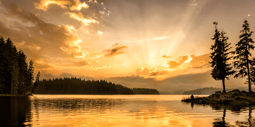 CANVAS PRINT REFLECTION OF A MOUNTAIN LAKE - PICTURES OF NATURE AND LANDSCAPE - PICTURES