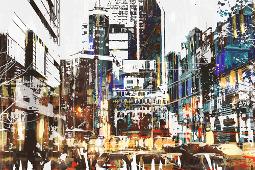 CANVAS PRINT ABSTRACT CITYSCAPE - PICTURES OF CITIES - PICTURES