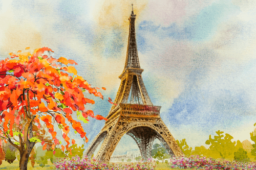 CANVAS PRINT EIFFEL TOWER IN PASTEL COLORS - PICTURES OF CITIES - PICTURES