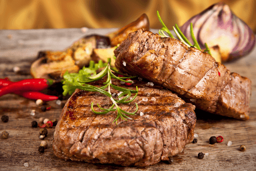 WANDBILD GEGRILLTES RINDSTEAK - BILDER VON ESSEN UND GETRÄNKEN - BILDER