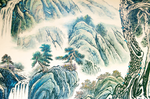 WANDBILD CHINESISCHE LANDSCHAFTSMALEREI - BILDER VON NATUR UND LANDSCHAFT - BILDER