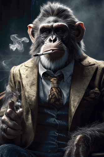 CANVAS PRINT ANIMAL GANGSTER MONKEY - PICTURES OF ANIMAL GANGSTERS - PICTURES