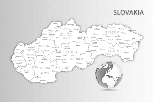 OBRAZ ČIERNOBIELA MAPA SLOVENSKEJ REPUBLIKY - OBRAZY MAPY - OBRAZY