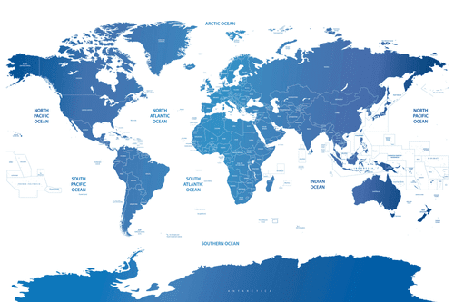 SLIKA NA PLUTU ZEMLJOVID SVIJETA S POJEDINIM DRŽAVAMA - SLIKE NA PLUTU - SLIKE