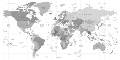 OBRAZ NA KORKU ŠEDÁ MAPA NA BIELOM POZADÍ - OBRAZY NA KORKU - OBRAZY