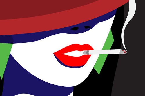 CANVAS PRINT WOMAN IN A HAT IN POP ART STYLE - POP ART PICTURES - PICTURES