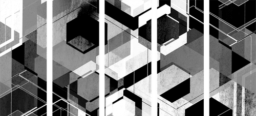 TABLOU 5-PIESE GEOMETRIE ABSTRACTĂ ÎN DESIGN ALB-NEGRU - TABLOURI ALB-NEGRU - TABLOURI