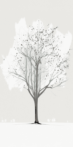 CANVAS PRINT MINIMALISTIC WINTER TREE - PICTURES OF TREES AND LEAVES - PICTURES