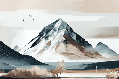 CANVAS PRINT PICTURESQUE MOUNTAINS IN SCANDINAVIAN STYLE - PICTURES MOUNTAINS - PICTURES