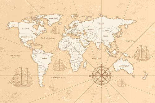 OBRAZ NA KORKU ZAJÍMAVÁ BÉŽOVÁ MAPA SVĚTA - OBRAZY NA KORKU - OBRAZY