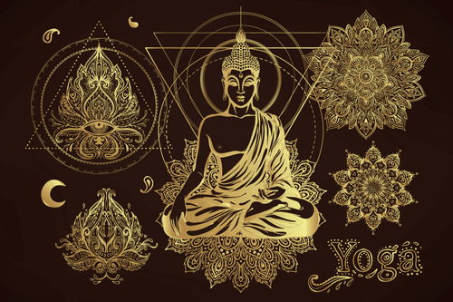 CANVAS PRINT GOLDEN MEDITATING BUDDHA - PICTURES FENG SHUI - PICTURES